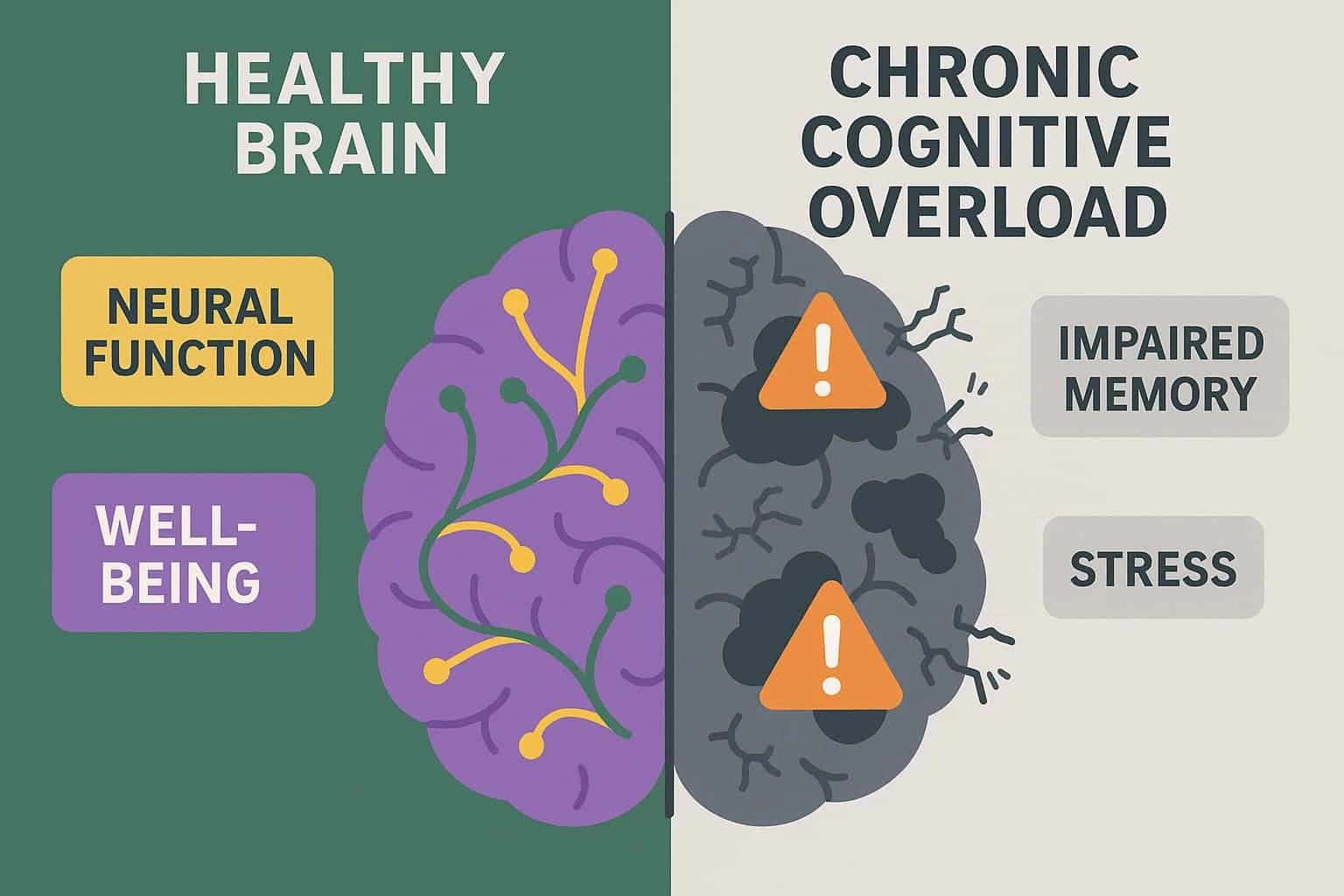 Comparison of normal brain vs overloaded brain