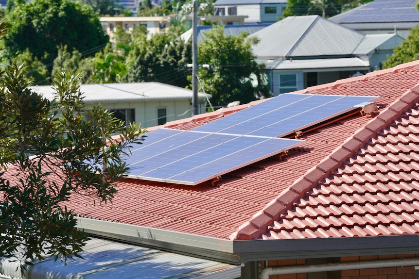Solar panels on the roof of a Brisbane home.