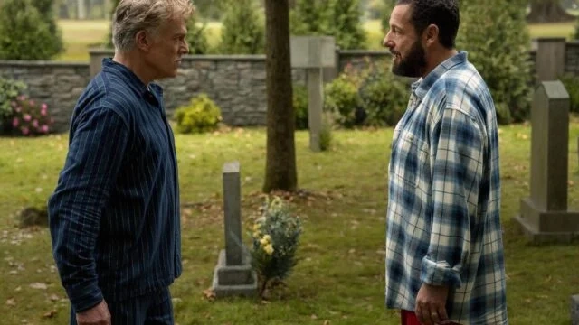 Adam Sandler, Christopher McDonald, and Scott Yamano in Happy Gilmore 2