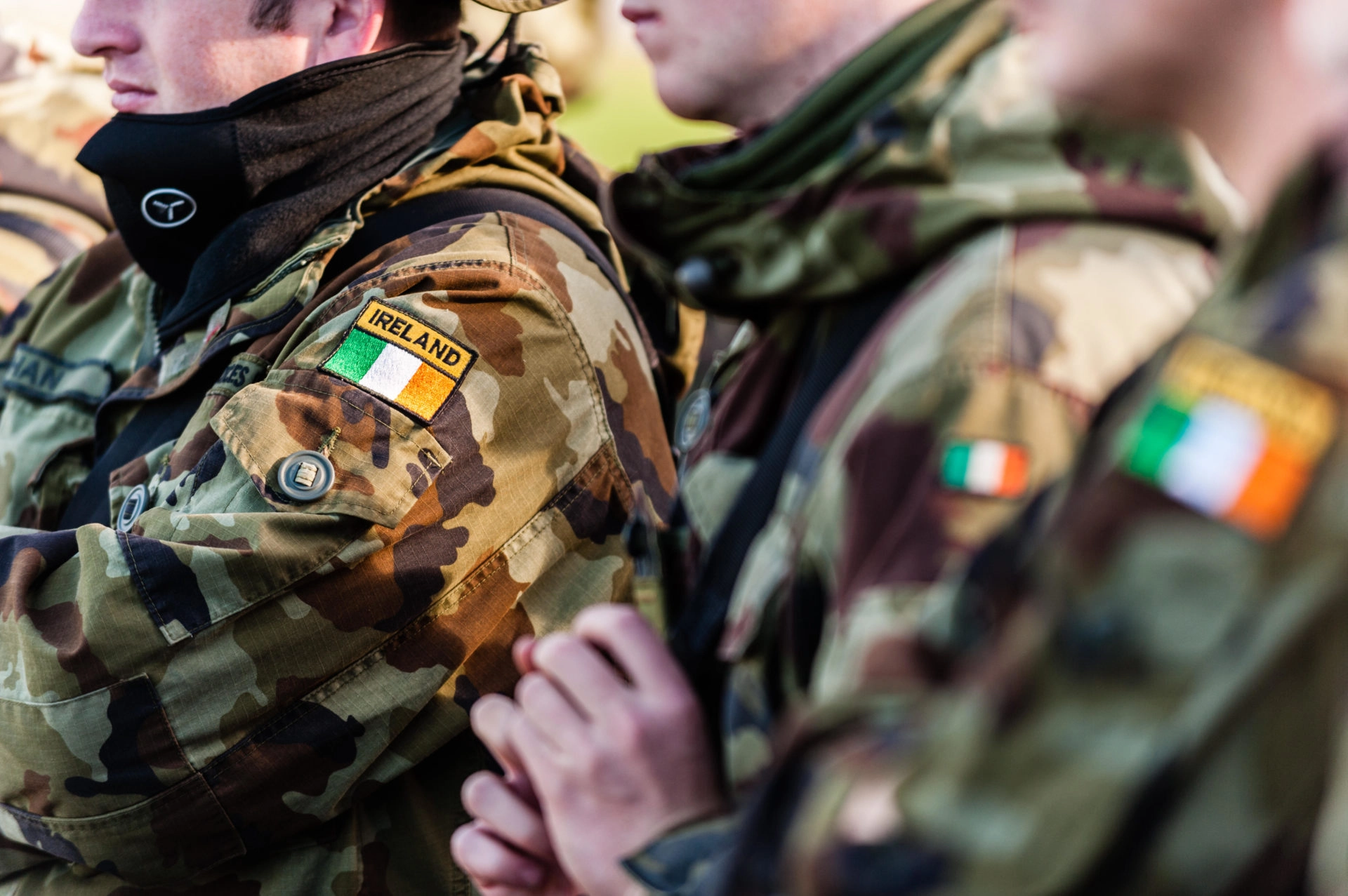 Irish Defence Forces arm patch of a soldier in the Irish Army.