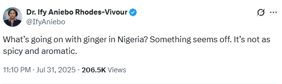 Whats going on with ginger in Nigeria? Something seems off - Gbadebo Rhodes-Vivour's wife, Ify Aniebo writes 4