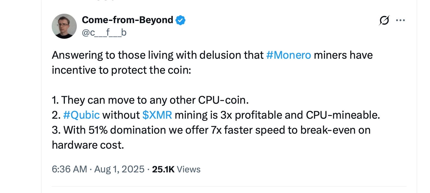 Qubics Warming up the Engines Report Details 51% Strategy Ahead of Showdown With Monero