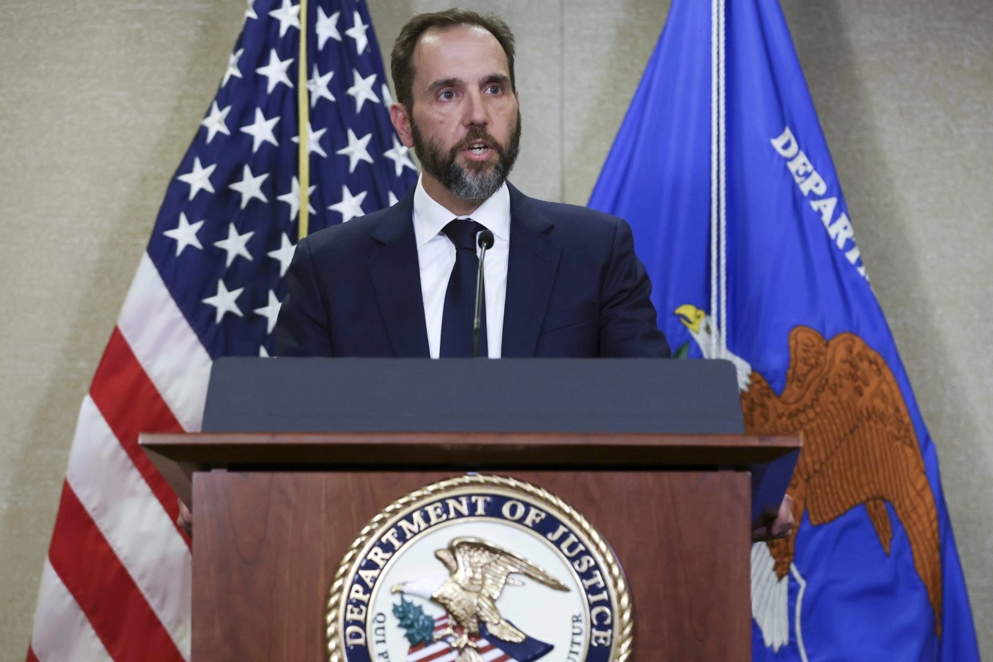 Jack Smith at the Justice Department in 2023 after Trump was indicted on four felony counts for his alleged efforts to overturn the 2020 election.