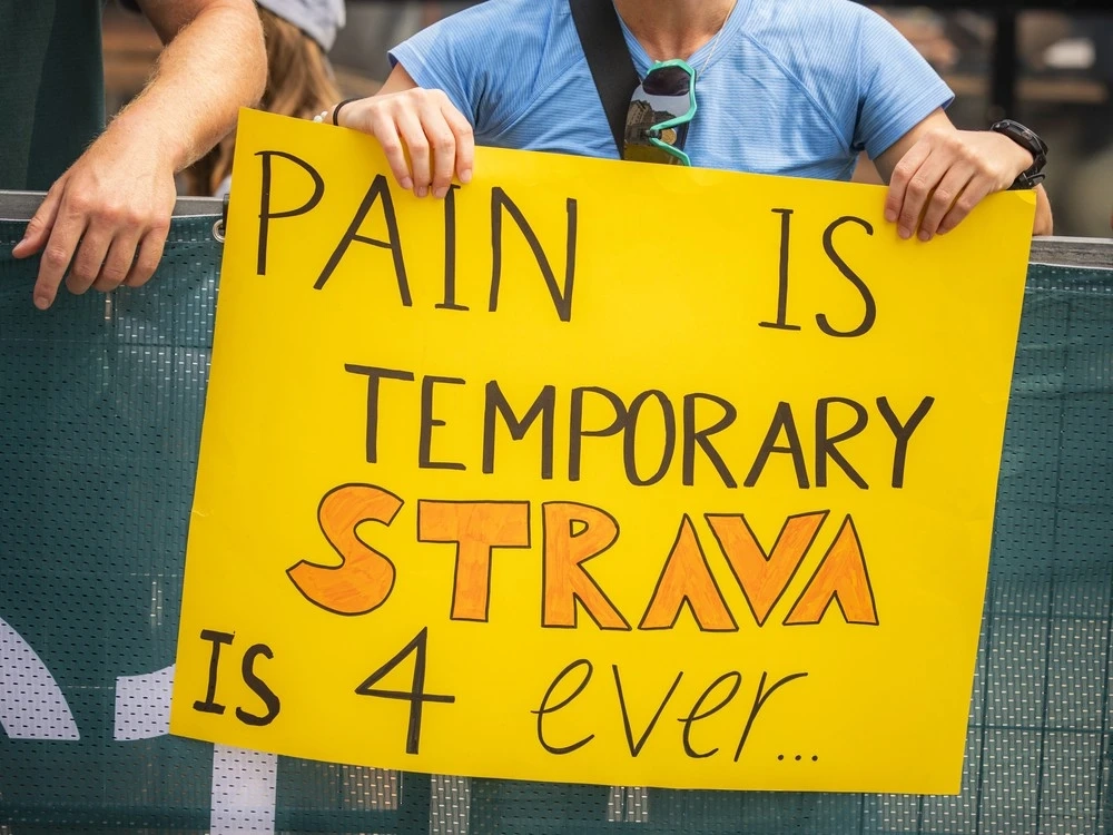 A sign at the ironaman competition