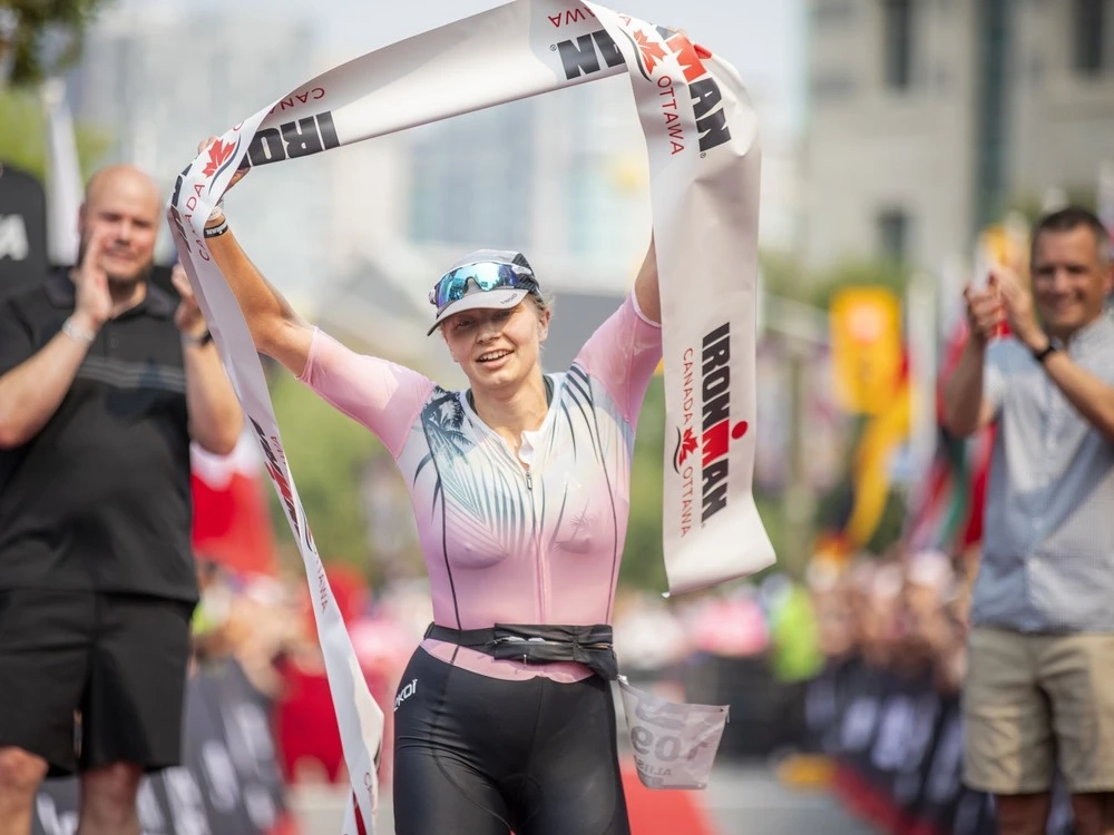 Aliisa Heiskanen of Gatineau was the first female to finish the Ironman in 9:32:46.