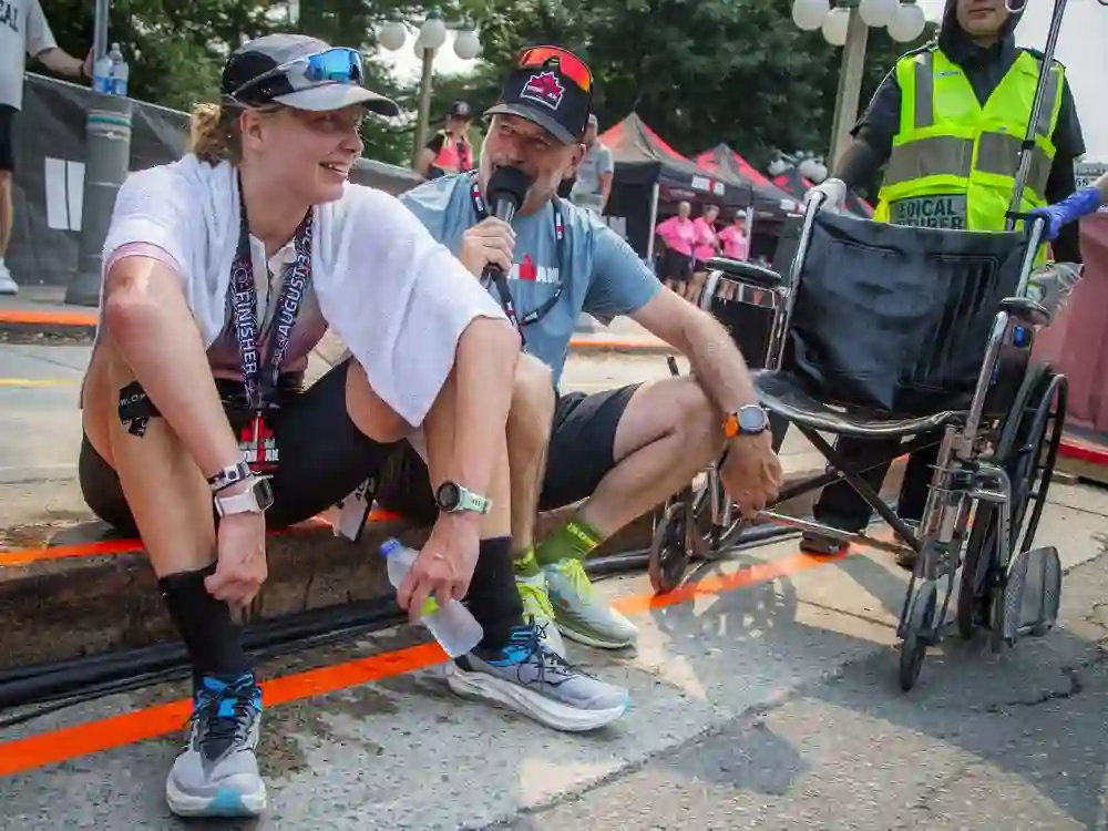 Aliisa Heiskanen of Gatineau was the first female to finish the Ironman in 9:32:46.