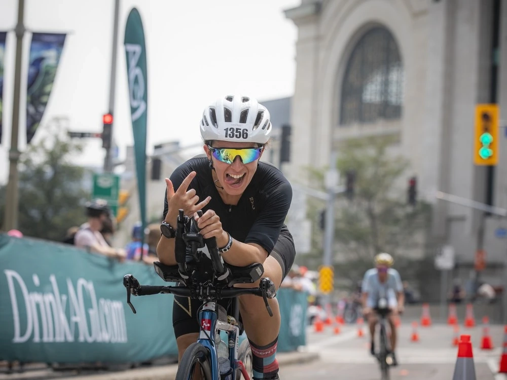 Alexandra Santos was having all the fun during the bike portion of Sunday's event.Alexandra Santos was having all the fun during the bike portion of Sunday's event.