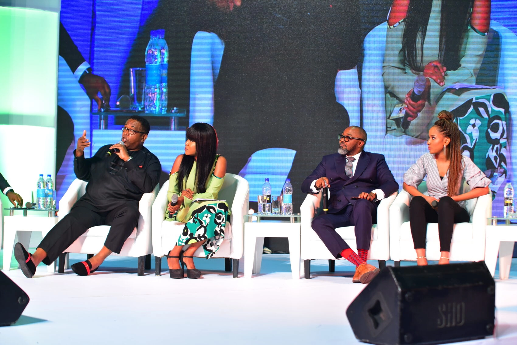 L-R: Patrick Doyle, Toyin Abraham, John Ugbe, and Adesua Etomi