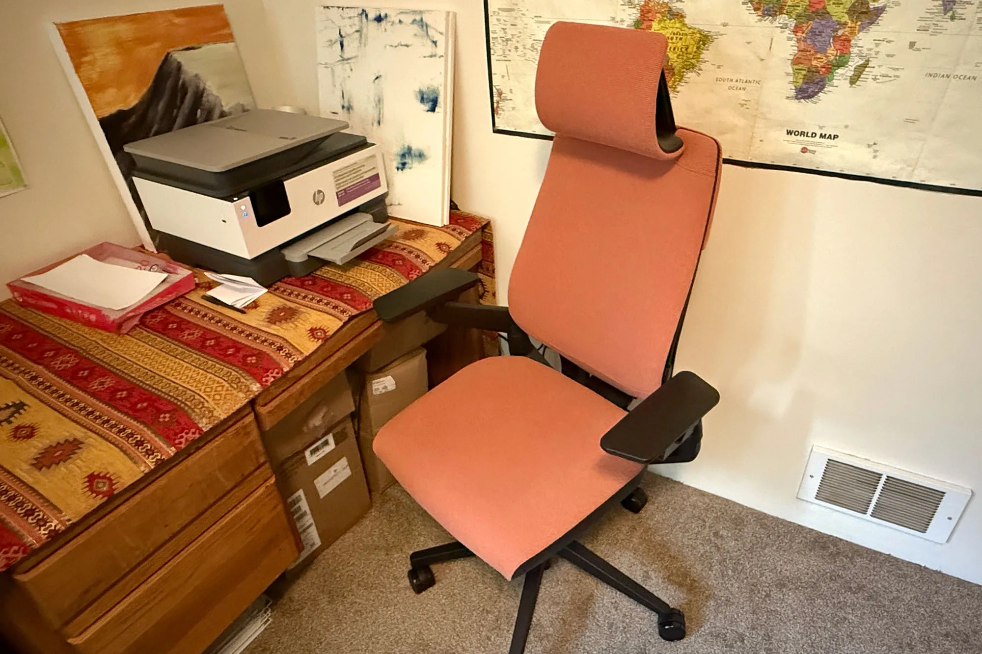 Terracotta Steelcase Gesture best big & tall office chair sitting in a home offce