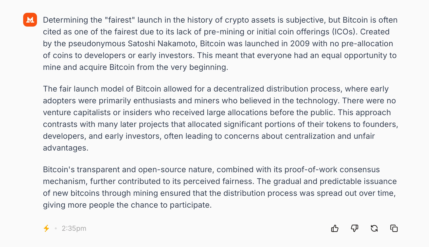 AI Verdict: Bitcoins Fair-Play Launch Tops All in Crypto History