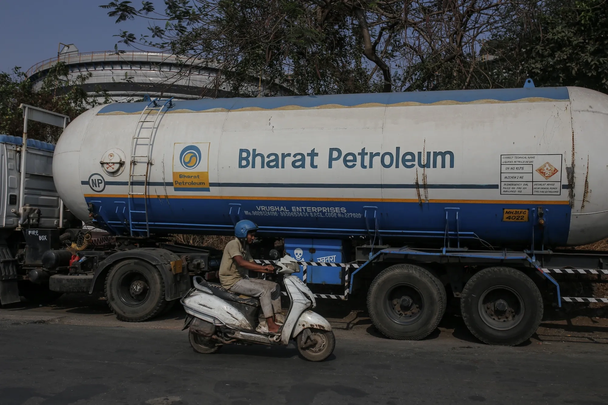 A Bharat Petroleum oil tanker.