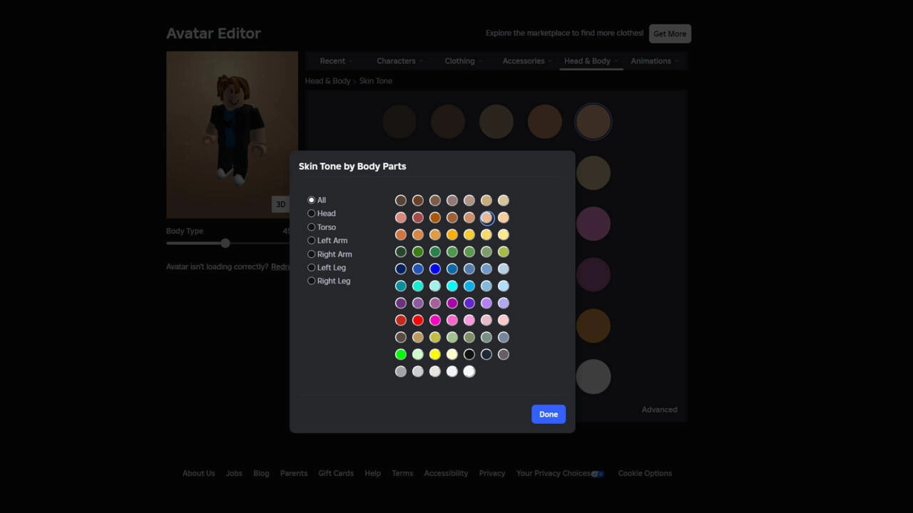 You can change the skin color of your avatar to whatever hue you wish.