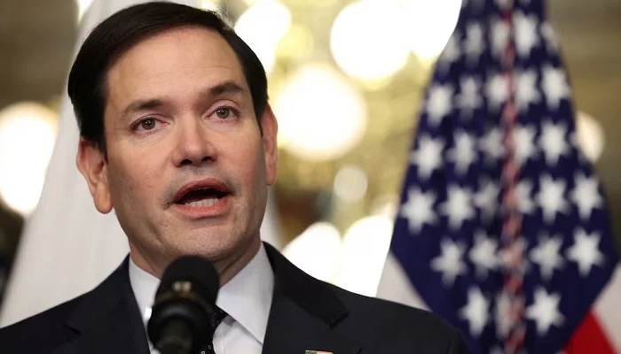 Marco Rubio speaks after he is sworn in as Secretary of State by US Vice President JD Vance at the Eisenhower Executive Office Building in Washington, US, January 21, 2025. Reuters