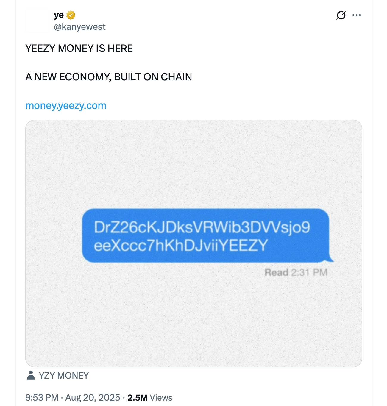 Kanye Wests YZY Meme Coin Crashes Hours After $3B Launch Amid Insider Manipulation Claims