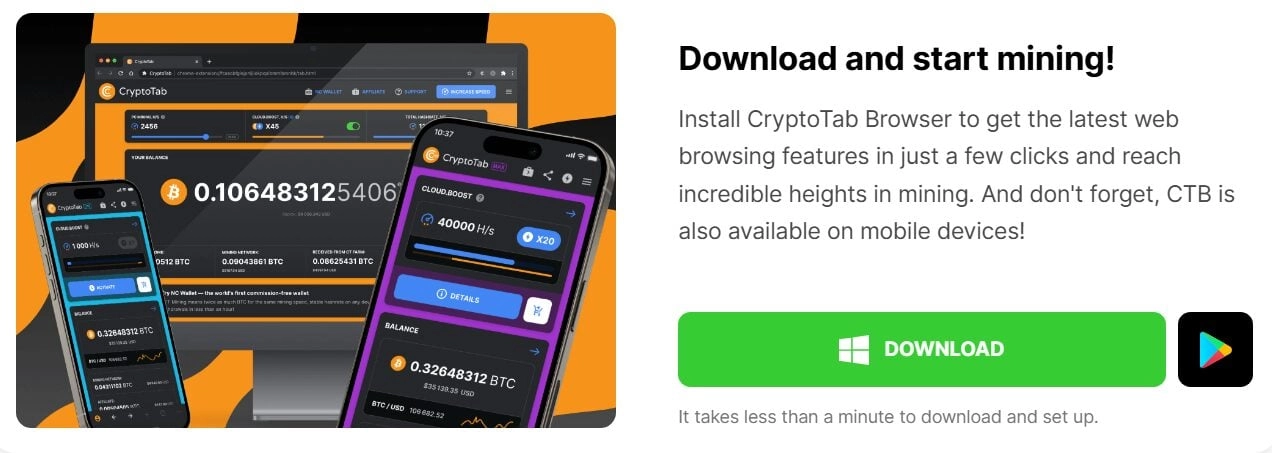 10. CryptoTab Browser  Earn Bitcoin While Browsing the Web