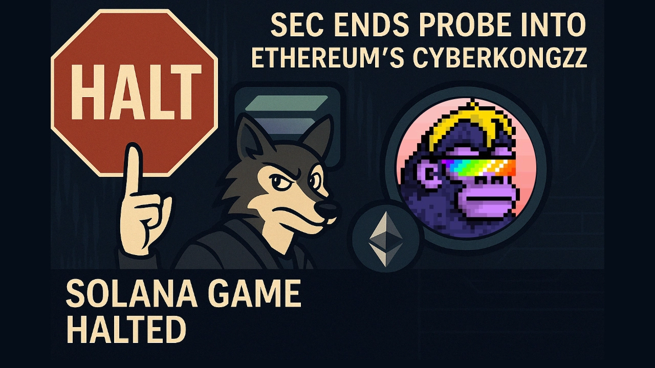 Blockchain Gaming: Solana Game Halted, SEC Ends Probe into Ethereum’s CyberKongz