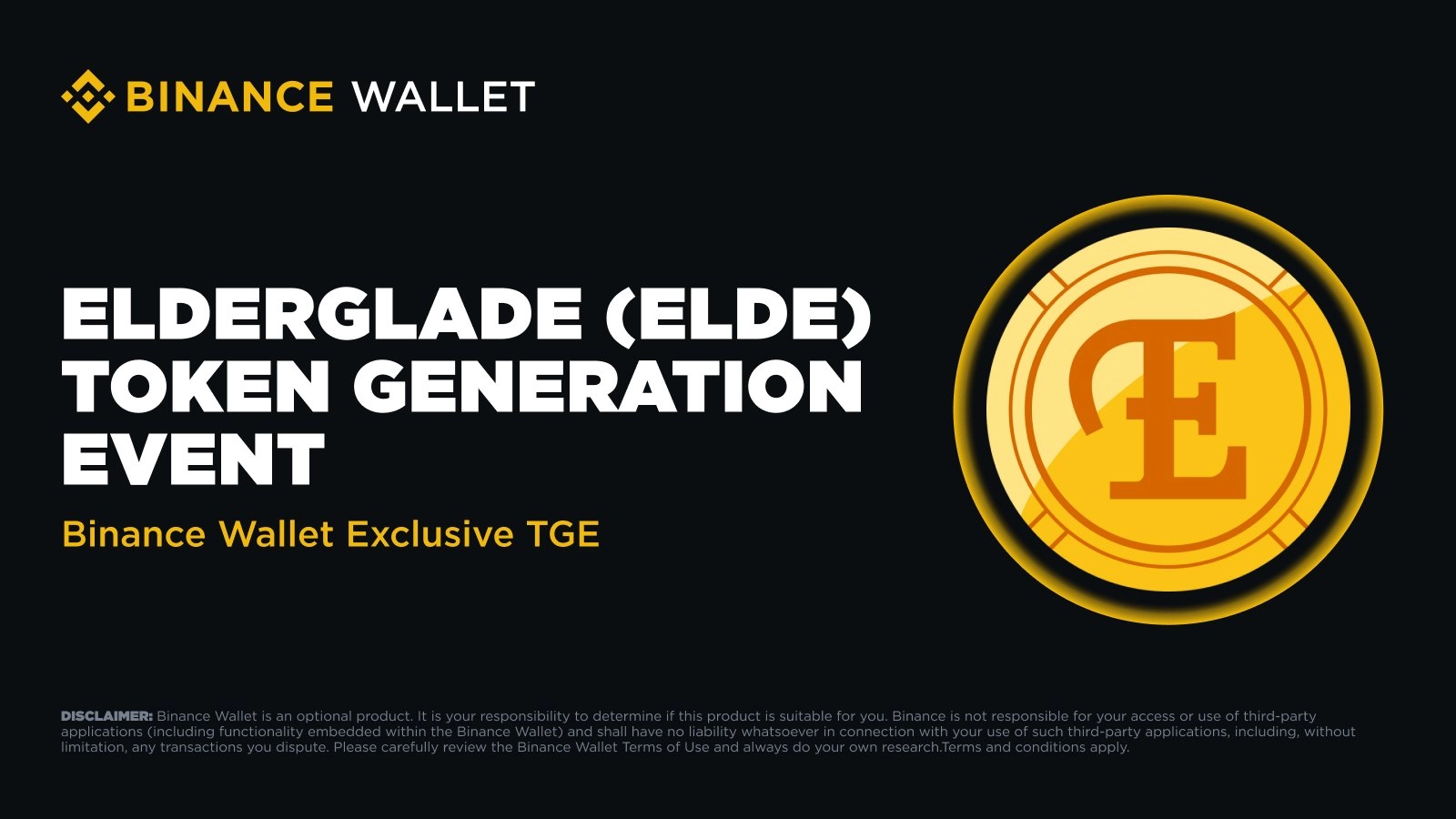 Binance Wallet to Host 19th Elderglade Token Generation Event on May 27, 2025