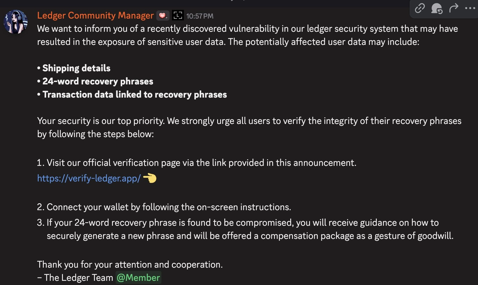 Ledger Discord Security Breach: Users Targeted in Seed Phrase Scam