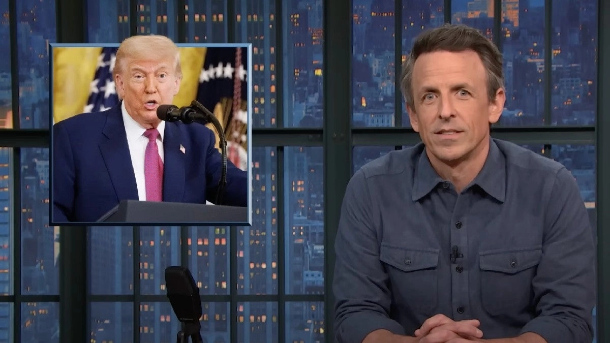 Seth Meyers Reacts to Trump's Bizarre Shark vs. Electric Boat Comment