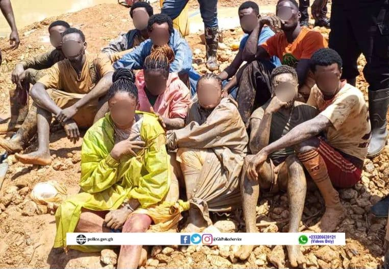 15 Arrested in Ashanti Region Galamsey Operation: Police Seize Illegal Mining Equipment