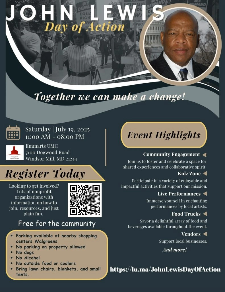 John Lewis Day of Action: Free Community Event at Emmarts UMC, July 19, 2025
