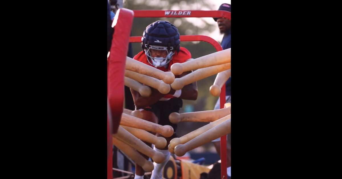 Ole Miss Football Drill Goes Viral for Unintentional Phallic Design