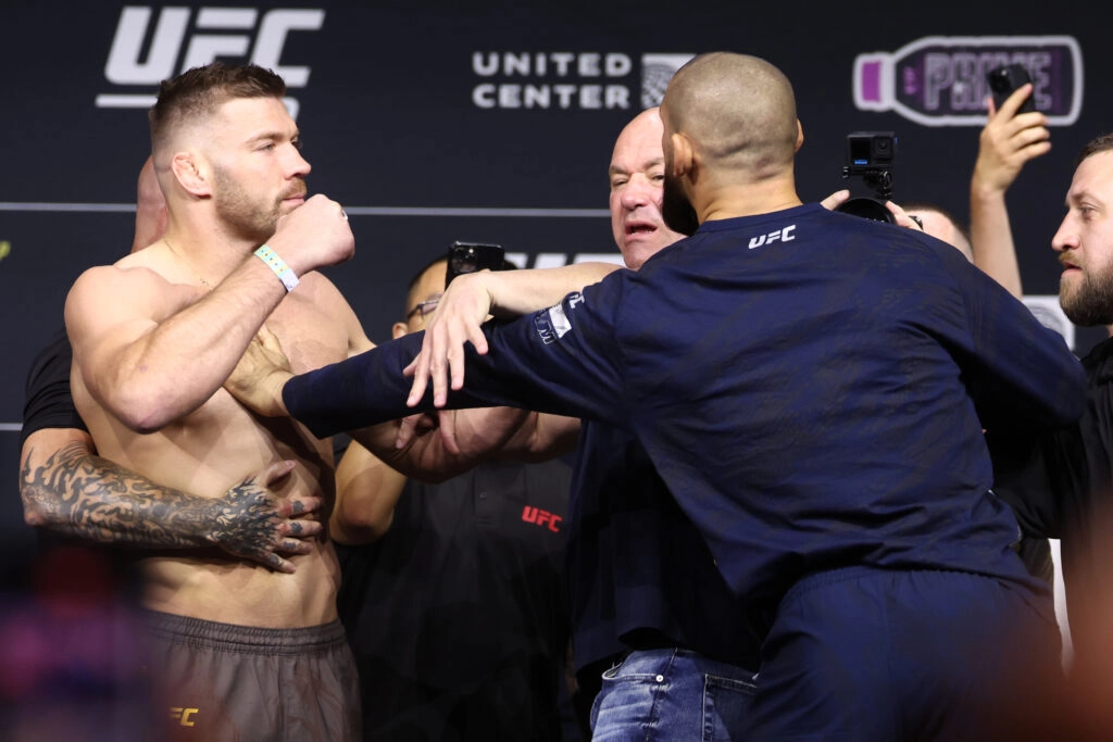Khamzat Chimaev and Dricus Du Plessis Clash in Intense UFC 319 Weigh-In Altercation